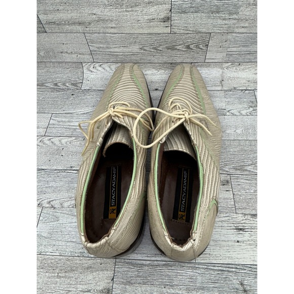 Stacy Adams Mens Lizard Print Leather Dress Shoes Tan Green Trim Lace Up Size 9M - Picture 9 of 15